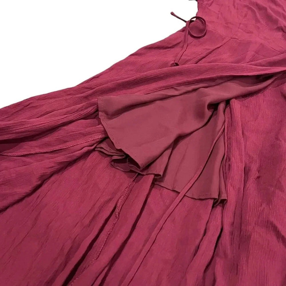 Lulus Burgundy Heart of Marigold Wrap Maxi Dress L - Picture 3 of 5